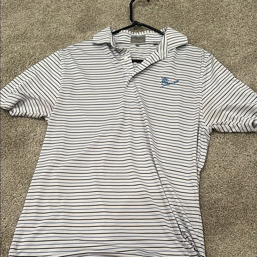 Striped Polo Shirt - White and Blue